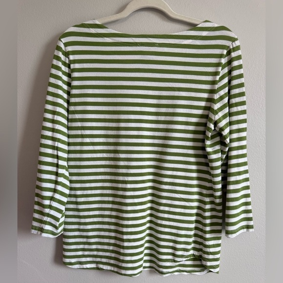 Chelsea & Theodore Women’s Green and White Striped 3/4 Sleeve Top Size L - Picture 3 of 6